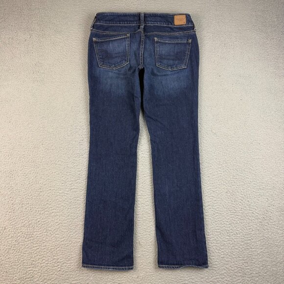 American Eagle Jeans Womens 4 Short Blue Mid Rise Straight Leg Stretch Denim - Picture 2 of 8